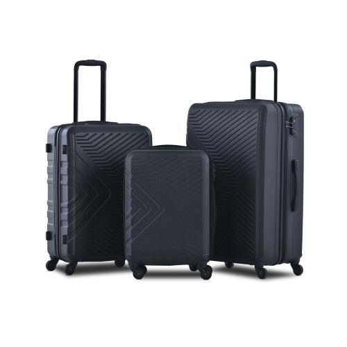 3 Piece Luggage Sets ABS Lightweight Suitcase with Two Hooks, Spinner Wheels, TSA Lock, (20/24/28)