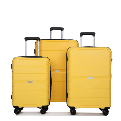 3-Piece Set Hardshell Suitcase Spinner Wheels PP Luggage Sets Lightweight Durable Suitcase with TSA Lock.