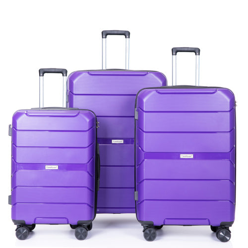 3-Piece Set Hardshell Suitcase Spinner Wheels PP Luggage Sets Lightweight Durable Suitcase with TSA Lock.