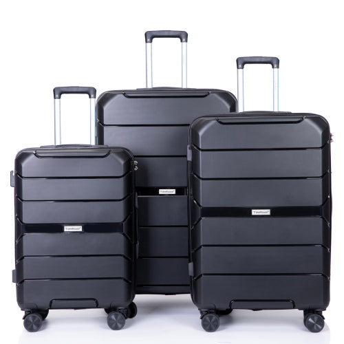 3-Piece Set Hardshell Suitcase Spinner Wheels PP Luggage Sets Lightweight Durable Suitcase with TSA Lock.