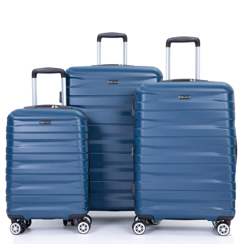 3 Piece Luggage Sets PC Lightweight & Durable Expandable Suitcase with Two Hooks,Double Spinner Wheels,TSA Lock