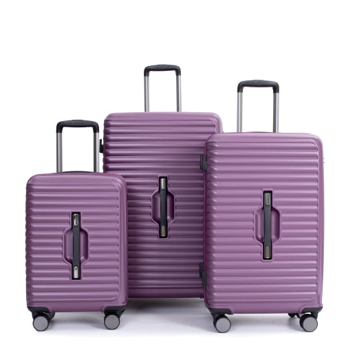 3 Piece Luggage Sets PC+ABS Lightweight Suitcase with Two Hooks, Spinner Wheels, TSA Lock