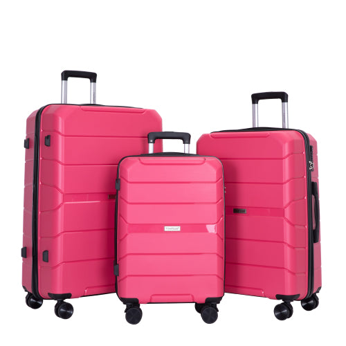 3-Piece Set Hardshell Suitcase Spinner Wheels PP Luggage Sets Lightweight Durable Suitcase with TSA Lock.