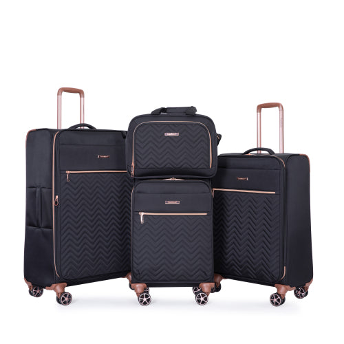 4 Piece Luggage Set Softside Expandable Lightweight Suitcase with Double Spinner Wheels.